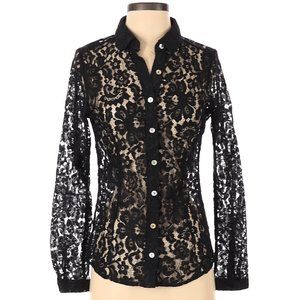 BCBGMaxAzria Lace Button-Up Shirt